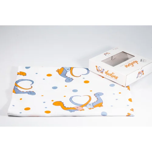 Dudino - Muslin Swaddle Blankets - Set Of 3 - Dudino & Orange & Dino Feet