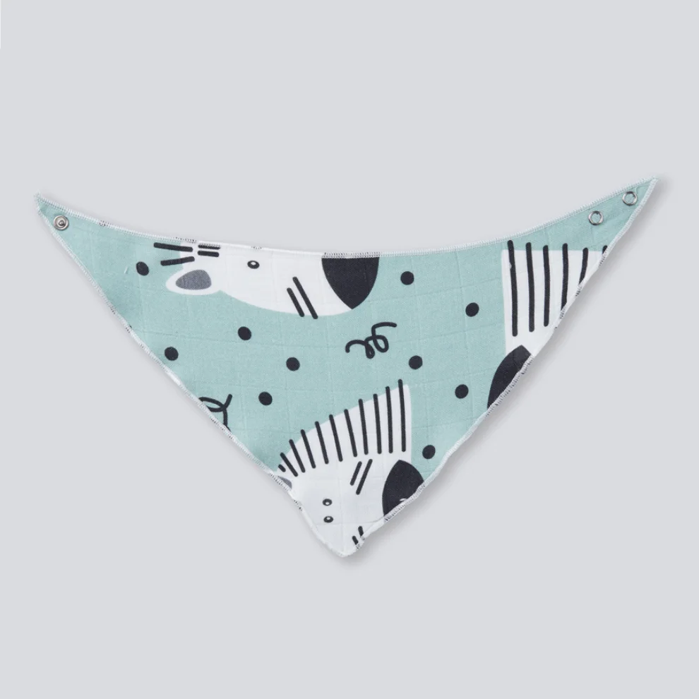 Deeperlove - Muslin Bandana Bib - Blue Zebra