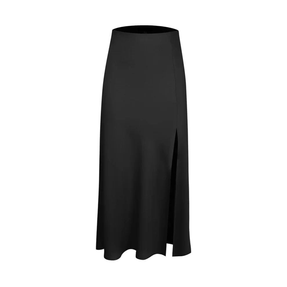 Rivus - Malus Front Slit Satin Skirt