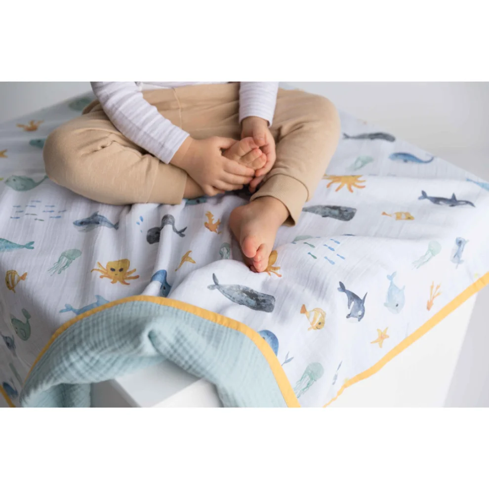 Bebe Bellota - Ocean 6 Layer Organic Baby Muslin Quilt