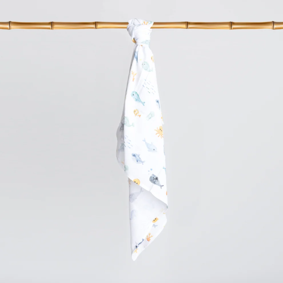 Bebe Bellota - Ocean 2 Layer Organic Baby Muslin Sweddle