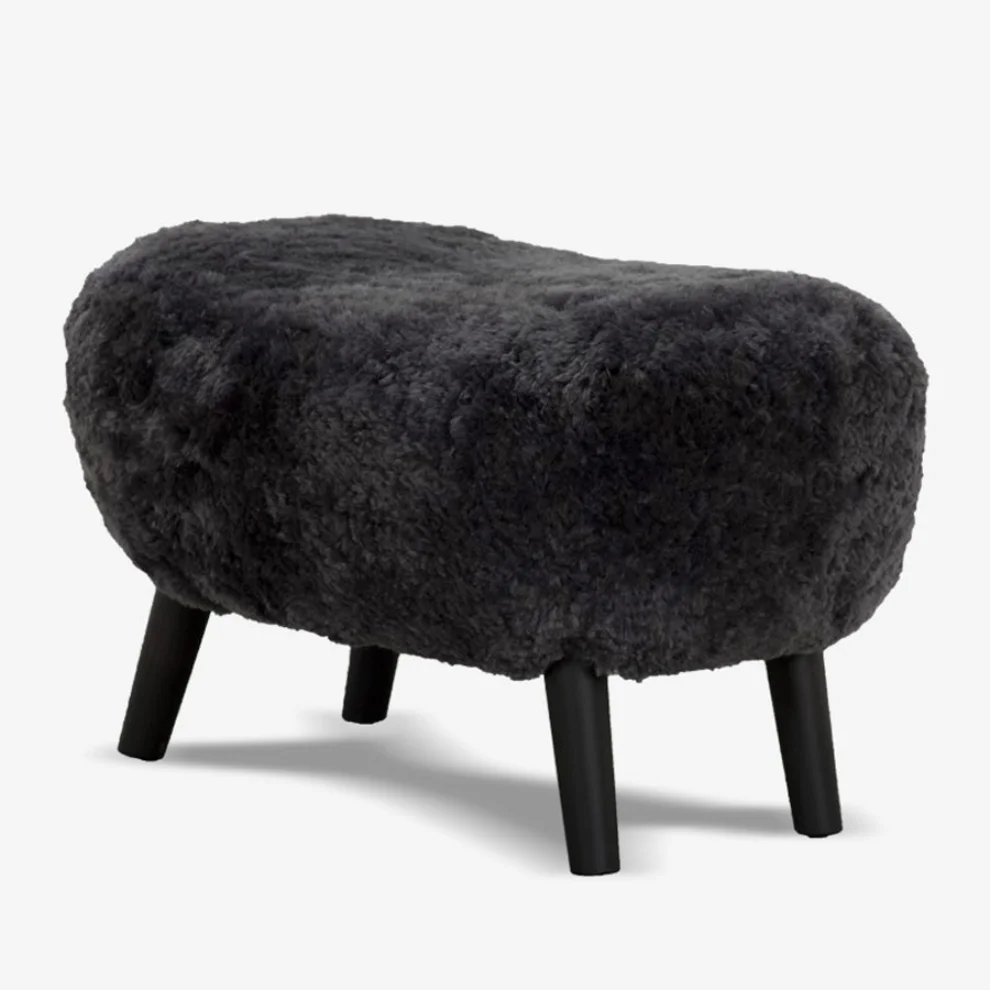 Estetik Decor - Momo Sheepskin Leather Pouf